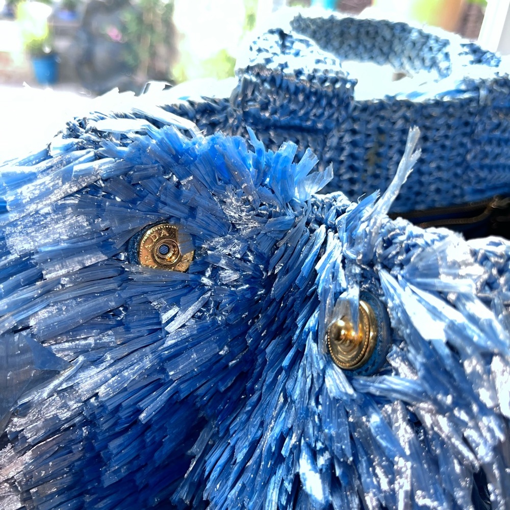 Prada: Raffia Straw Blue Bag *RARE* - Picture 13 of 17